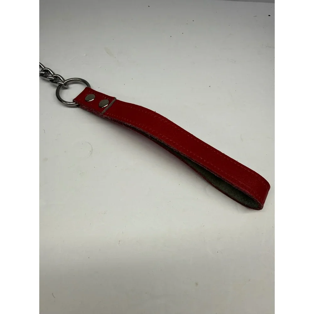 Heavy Duty Metal Chain Dog Leash Red Padded Leather Handle Swivel Bolt 41
